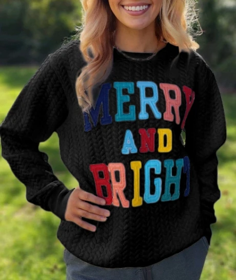 Свитер для женщин осень 2024 вязаное одеяло веселый и яркий пуловер с круглым