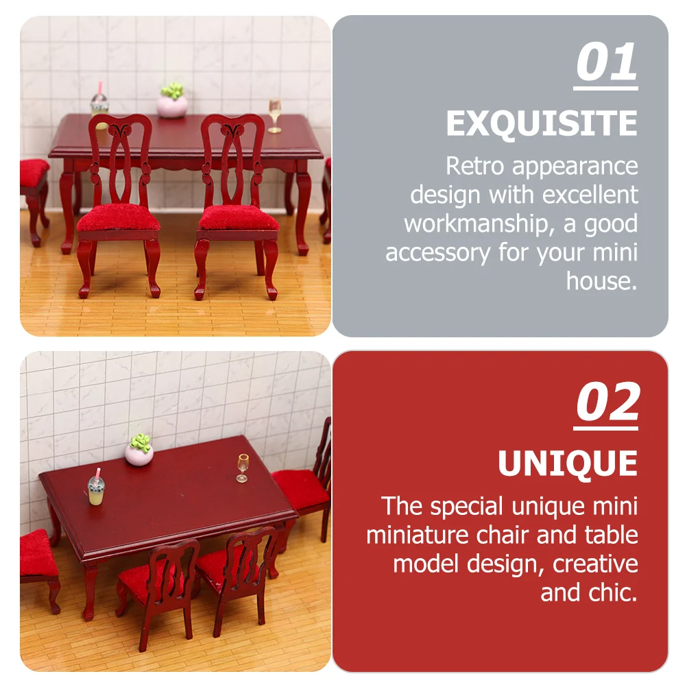 Винтажный набор обеденных стульев миниатюрный стол и стулья кукольный домик