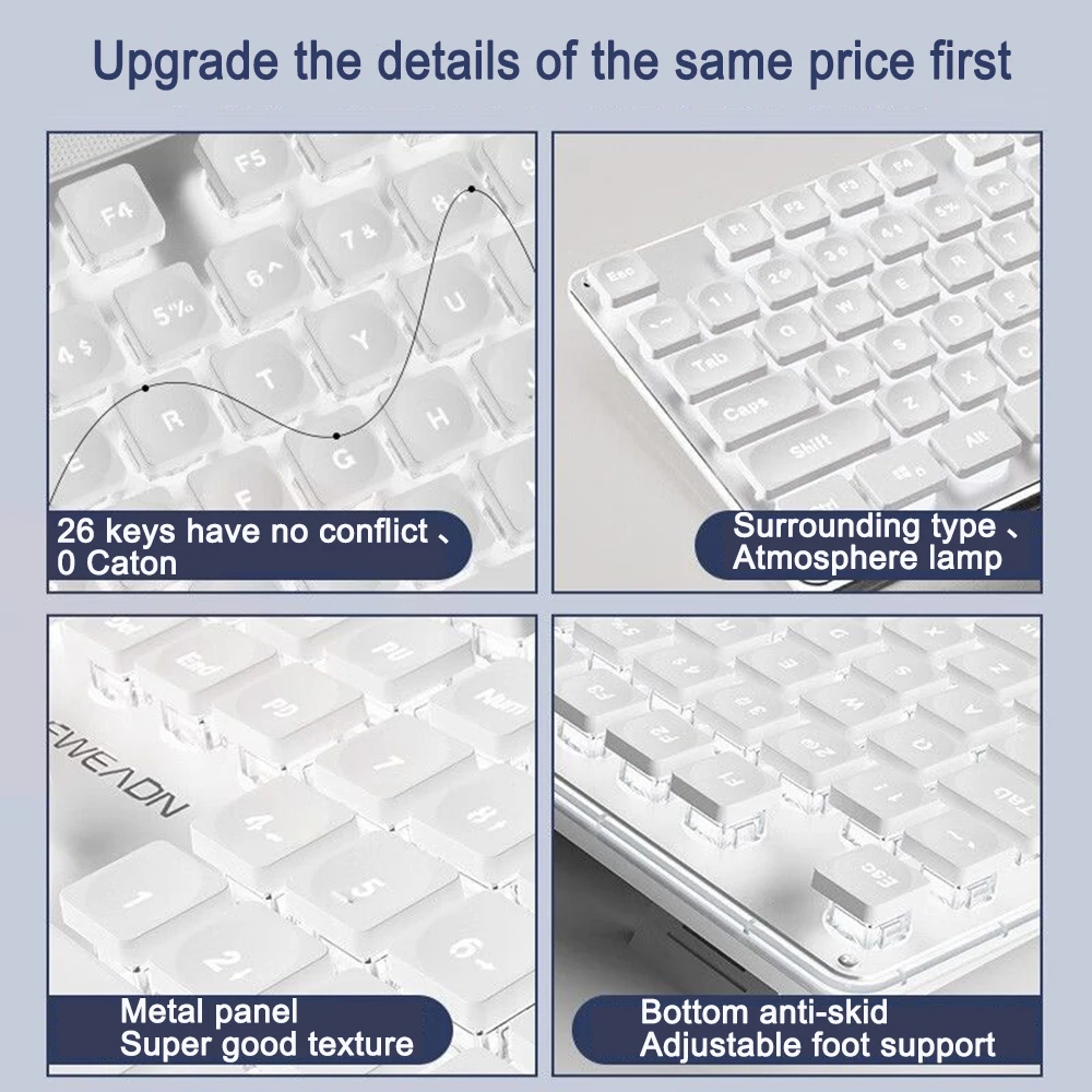 Curated visual reference: Visual Reference: 104 Keys Wired Mechanical Keyboard Backlight Side Lamp Anti Ghosting