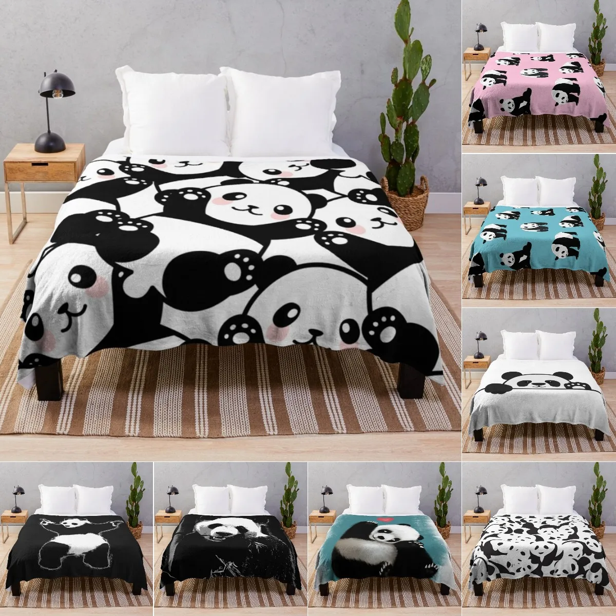 

Cute Panda Cozy Fleece Throw Blanket for Boys Bed Soft Flannel Blankets for Couch Sofa Bedroom Living Rooms Queen King Twin Size