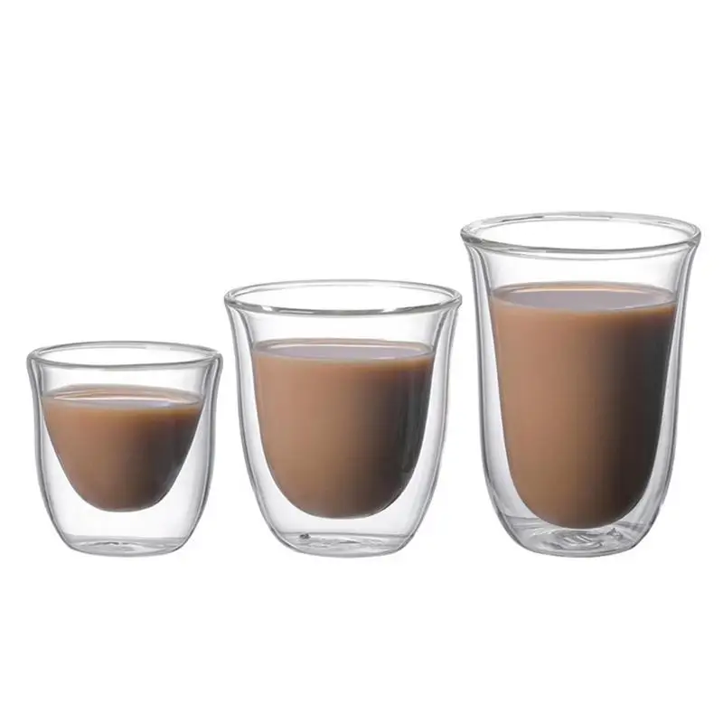 Double Wall Glass Coffee Mugs Double Wall Glass Espresso Cups Tea Drink Cups Thermo Insulated Glass Clear Coffee Mug For Kitchen