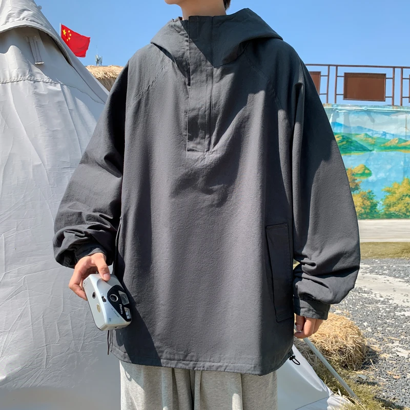 

Куртка с капюшоном, мужской пуловер на молнии, Свободный Повседневный