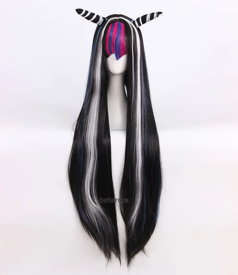 Фото Danganronpa Dangan Ronpa Mioda Ibuki Косплей Парик 100 см Длинный термостойкий парик из синтетических волос + шапочка для парика №1