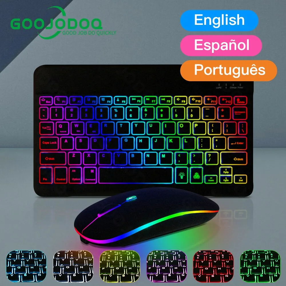 10inch Backlit For iPad Keyboard And Mouse Backlight Bluetooth Keyboard For IOS Android Windows Wireless Keyboard and Mouse