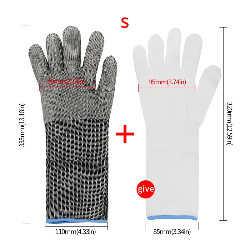 

Удлиненные плетеные перчатки из нержавеющей стали с 5 уровнями защиты от резки, промышленная металлическая обработка, пищевая обработка