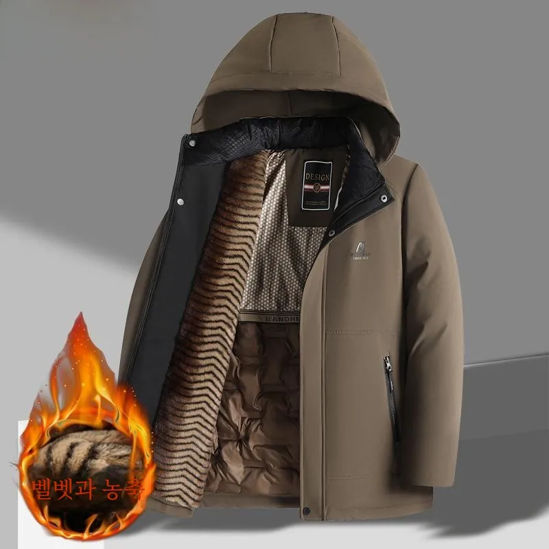 Woodpecker Middle-Aged and Elderly Parka Men's Cold-Proof Thickened Cotton-Padded Coat Dad Winter clothes Warm down Jacket Co...