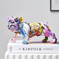art fashion splash color creative color bulldog statue crafts simple creative painted graffiti living room color dog decorations