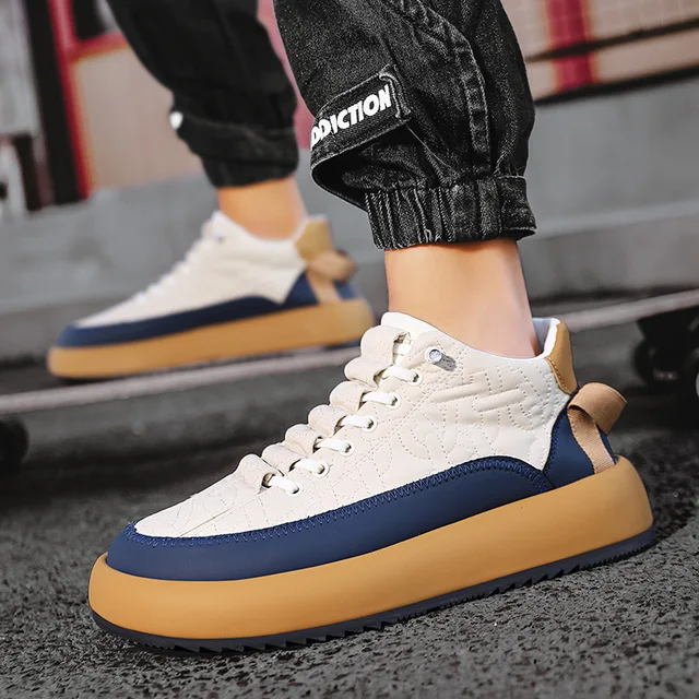 Men Vulcanized Sneakers Shoes Tennis Sports PU Slip-On Mix Color Good Quality 4