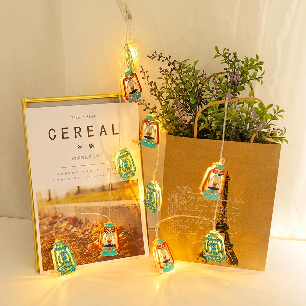 

Colorful Lantern String Light 10 LED Alloy Lamps Eid Mubarak Festival Decoration LED Night Light Bedroom Lamp Decor