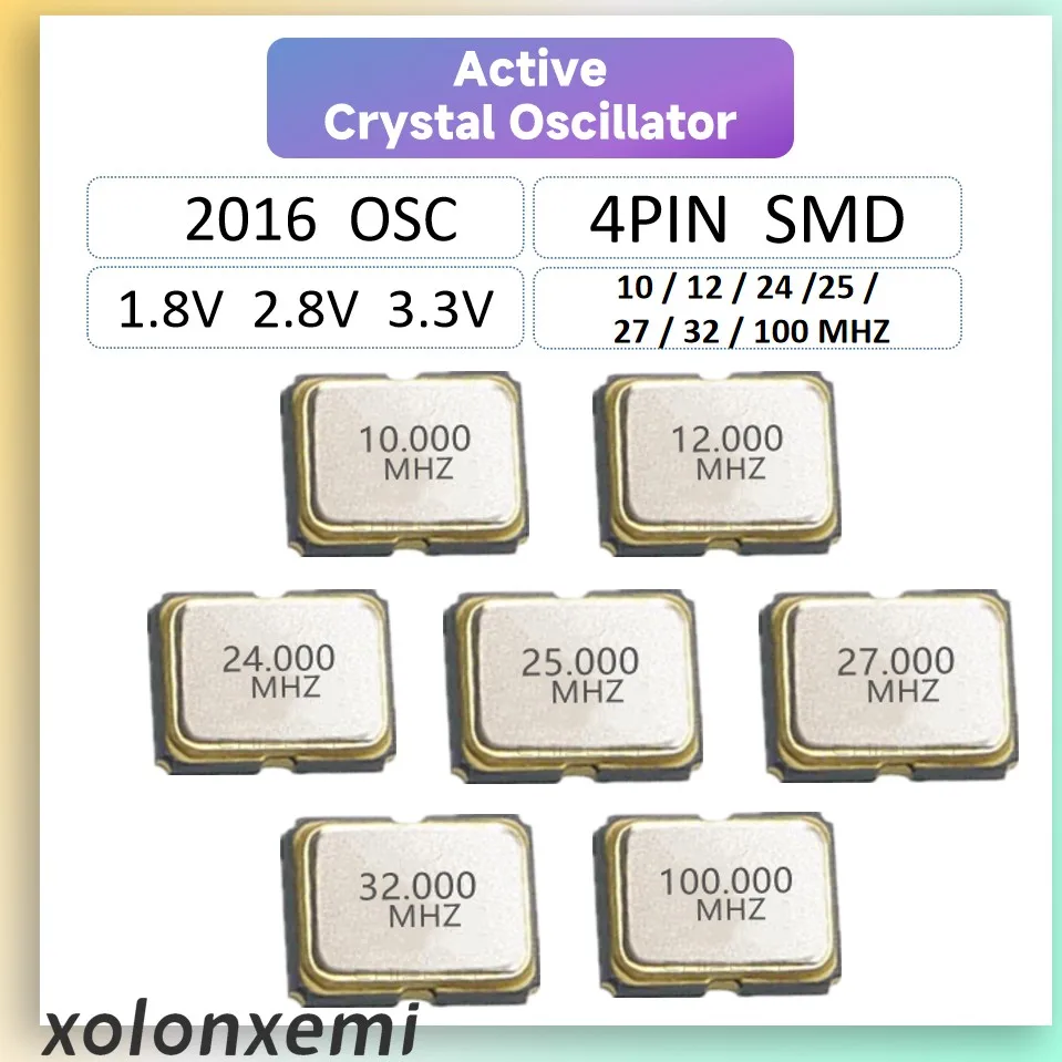 SMD 2016 активный кварцевый генератор 1,8 в 2,8 В 3,3 В OSC 4Pin 10 МГц 12 м 24 м 25 м 27 м 32 м 100 МГц 1620 2,0*1,6 x мм 4P