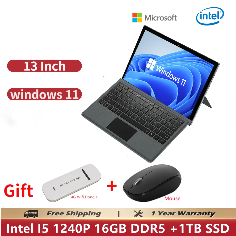 Tablets PC 2 IN 1 Windows 11 Office Computer Gaming Ultrabook 13