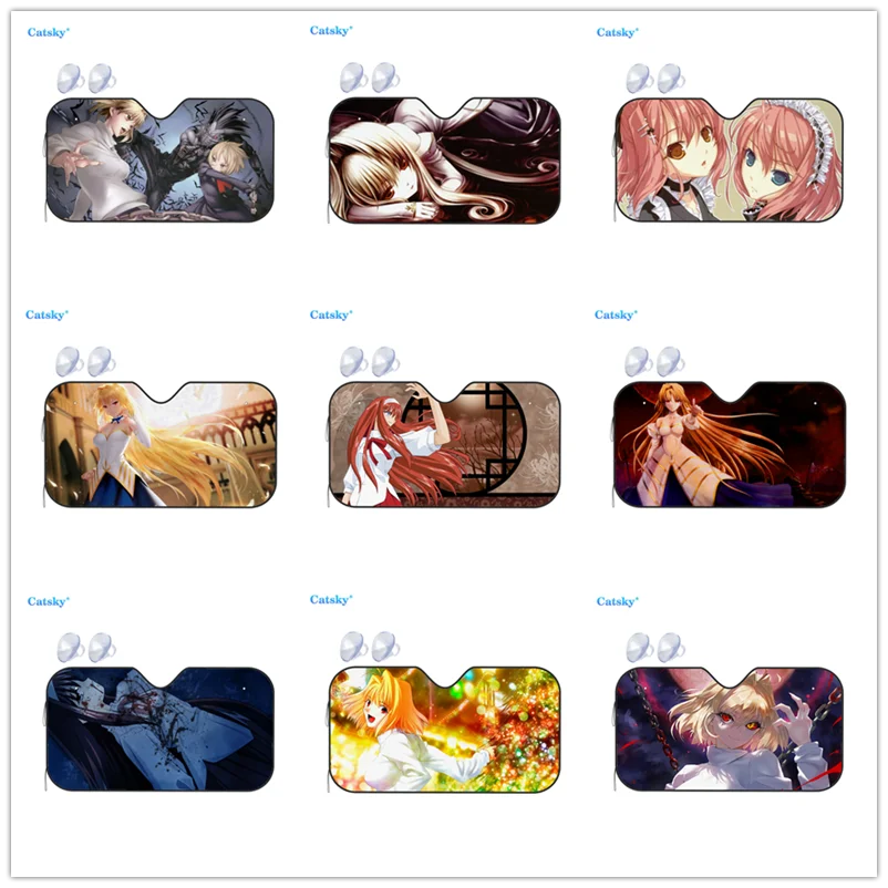 

Универсальный солнцезащитный козырек на лобовое стекло автомобиля, защитный козырек с аниме принтом Tsukihime, складной солнцезащитный козырек, солнцезащитный козырек для автомобильного окна