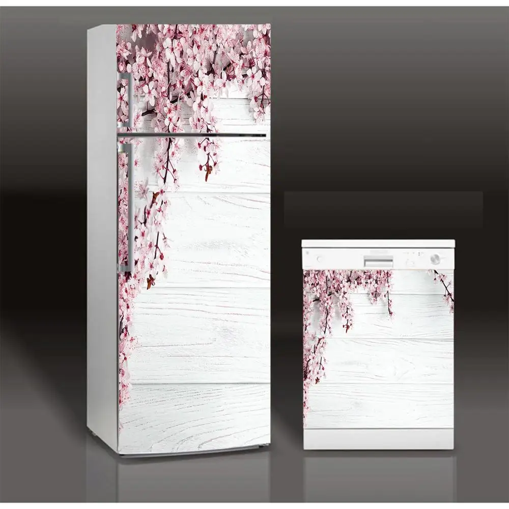 

Fridge Sticker Plum On Wood Art Refrigerator Dishwasher Door Wrap Kitchen Wallpaper Accessories Modern 3d Wall Stickers