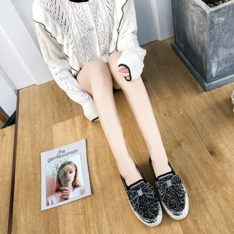 Women Flats Crystal Ladies Glitter Bling Loafers Flat Platform Fashion Woman Spring Casual Moccasins Female Shoes 2022 New