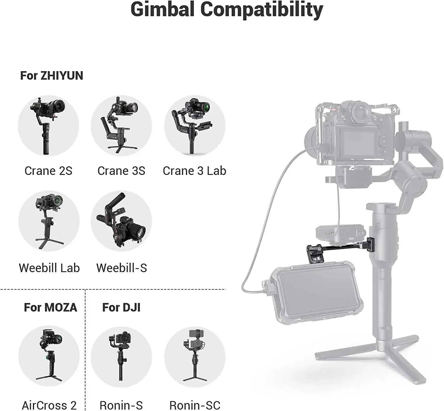 Регулируемое крепление Smallrig для монитора камеры 2026 для Ronin-SRonin-SC и Zhiyun Crane 2SCrane 33SWeebill-S -2889 (art.: 3920db8aec772) - 3920db8aec772