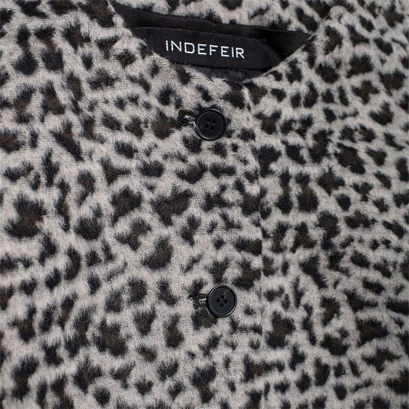 KEYANKETIAN 2024 осень/зима новая женская шерстяная куртка с леопардовым принтом