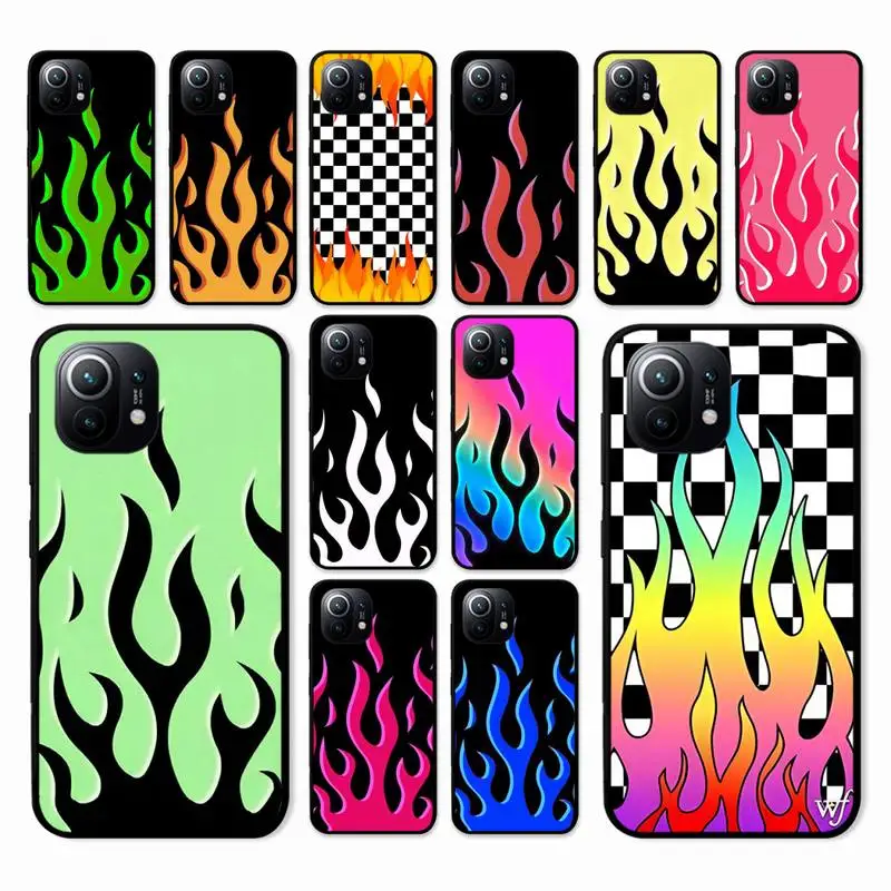 

Fashion Red Flames Fitted Phone Case For Xiaomi Mi Note 10 Pro 8 Lite 9 Se 10T 6X 6 5X 5 F1 Mix 2S Max 2 3 Cover