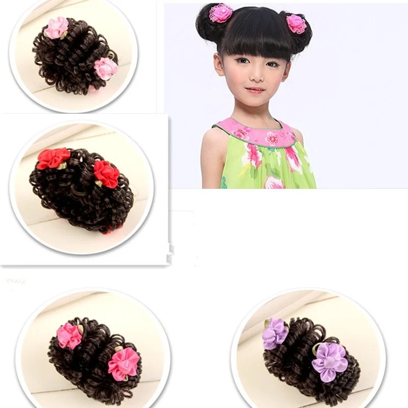 

Baby Girls Cute Cartoon Flower Wig Elastic Hair Bands Children Soft Scrunchies Rubber Bands Kids Hair Accessories HeadWrap Tiara