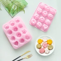 12 flower shaped silicone cake mold 3d fondant cupcake jelly candy chocolate decoration baking ice cubes for kitchen accessories