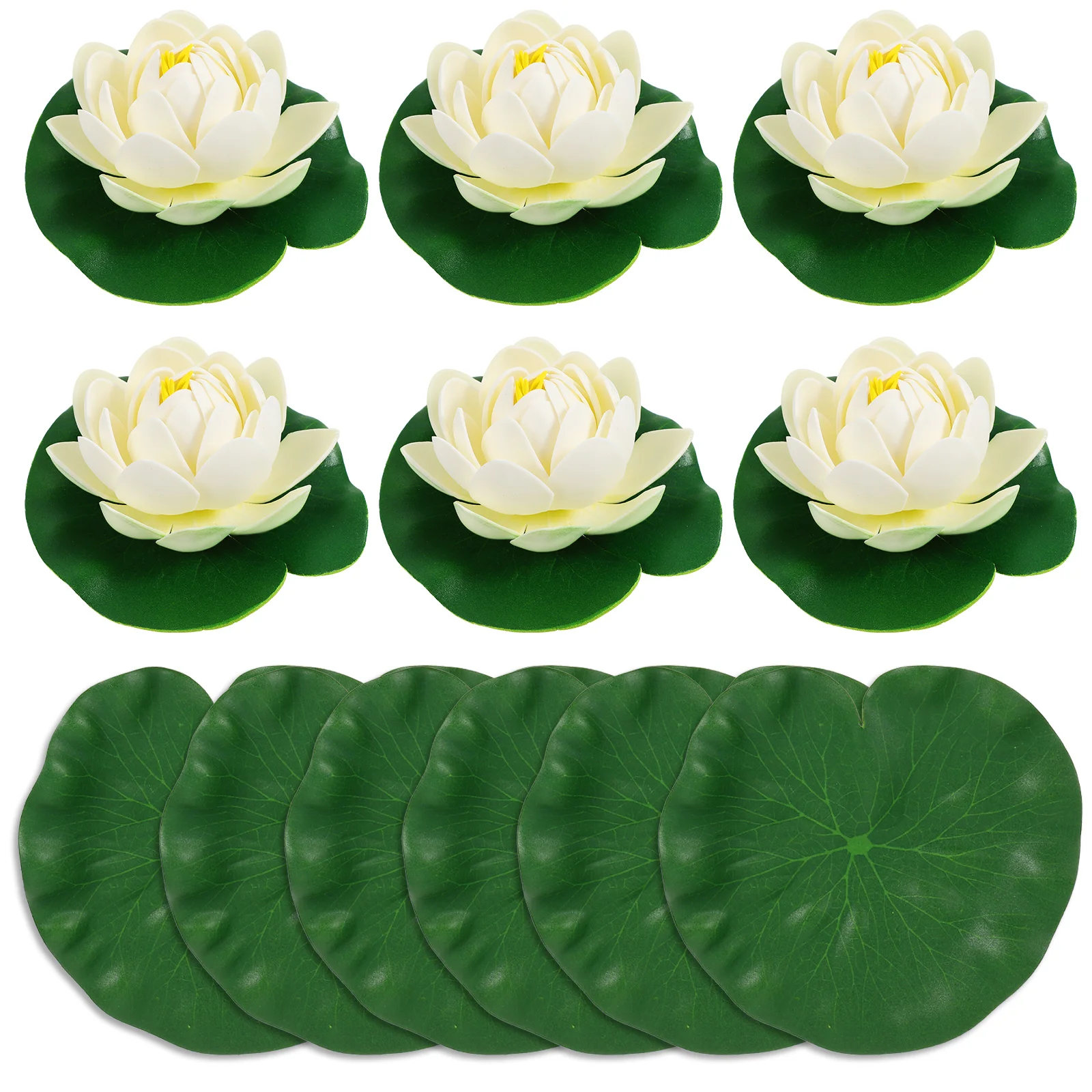 

12pcs Floating Lotus Flowers Artificial Lily Pads Pond Landscape Decorations Fake Lotus Garden Decor