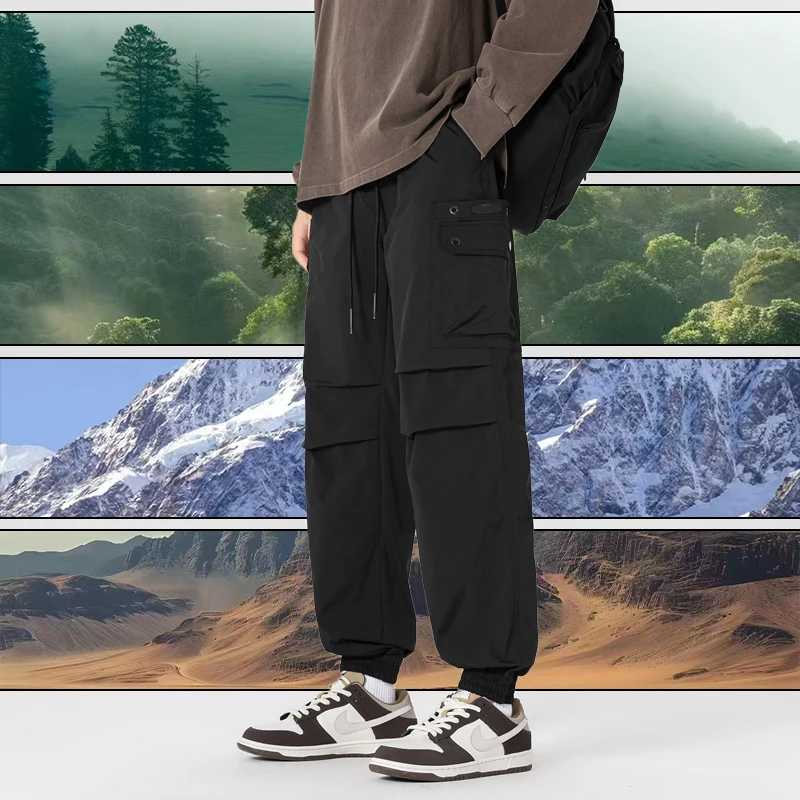 Весенние мужские повседневные брюки водонепроницаемые прямые свободного кроя