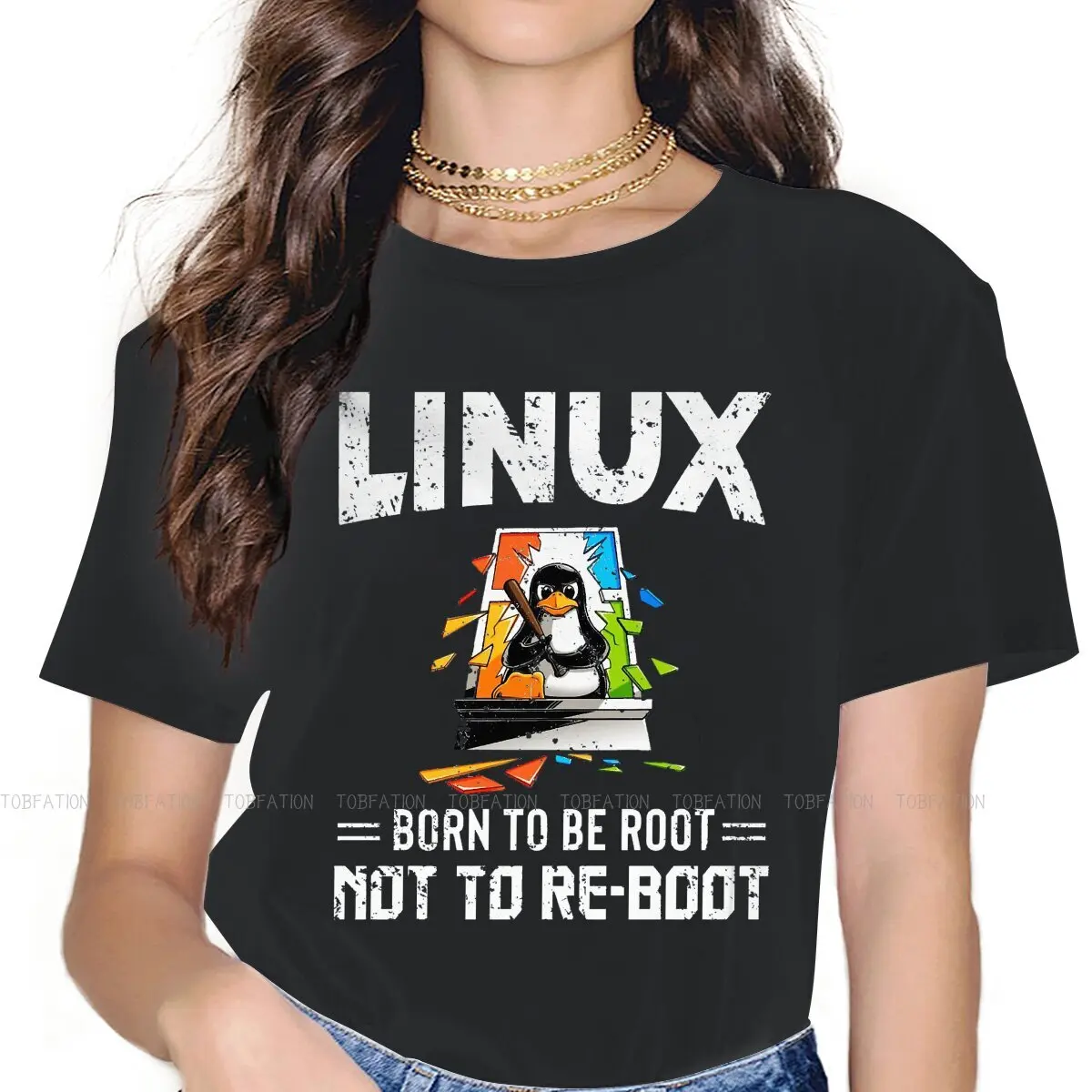 Женские винтажные футболки Linux Born To Be Root Not Reset |