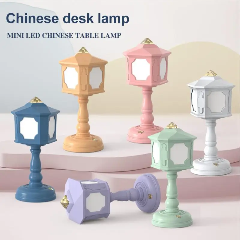 

Led Desk Lamps Mini Retro Night Light Touch Room Decor USB Rechargeable Nightlight Eye Protection Bedside Reading Lamp