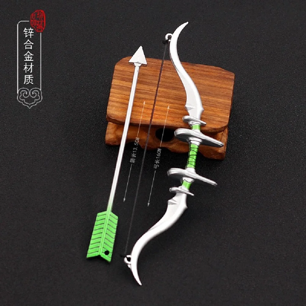 

Anime Peripheral 16cm Weapon Bow And Arrow Model Full Metal Crafts Decoration Key Chain Props Collection Toy Boy Christmas Gift