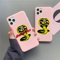 cobra kai snake phone case for iphone 13 12 11 pro max mini xs 8 7 6 6s plus x se 2020 xr matte candy pink silicone cover