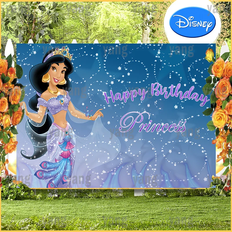 Custom Disney Aladdin Jasmine Backdrop Photography Lovely Newborn Princess Baby Birthday Party Backgrounds Decoration Banner