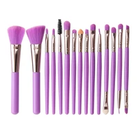 15 pcs makeup brush set fluorescent purple blush brush powder foundation brush eye shadow brush blending brush beauty tools