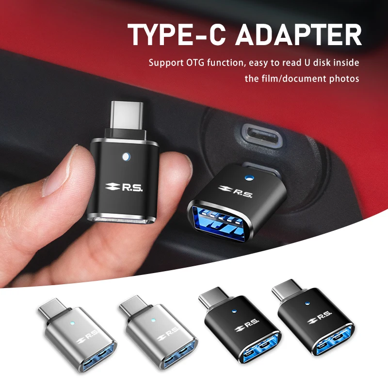 Автомобильный мини-конвертер с интерфейсом Type-C на USB A зарядный адаптер для Renaul RS