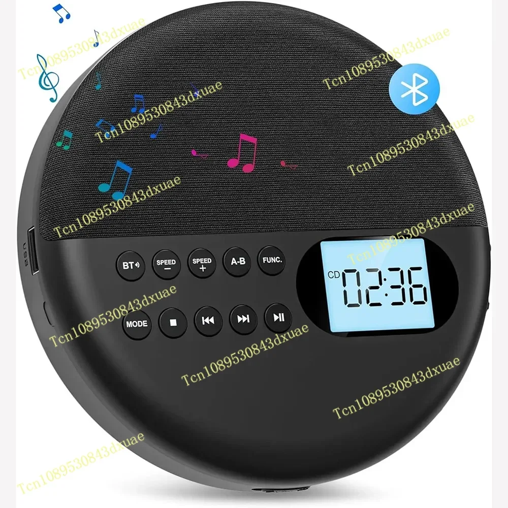 Фото Портативный CD-плеер, двусторонний Bluetooth 5,0, встроенный динамик, HIFI CD, музыка, Walkman ASP, перезаряжаемый USB, воспроизведение без потерь №1
