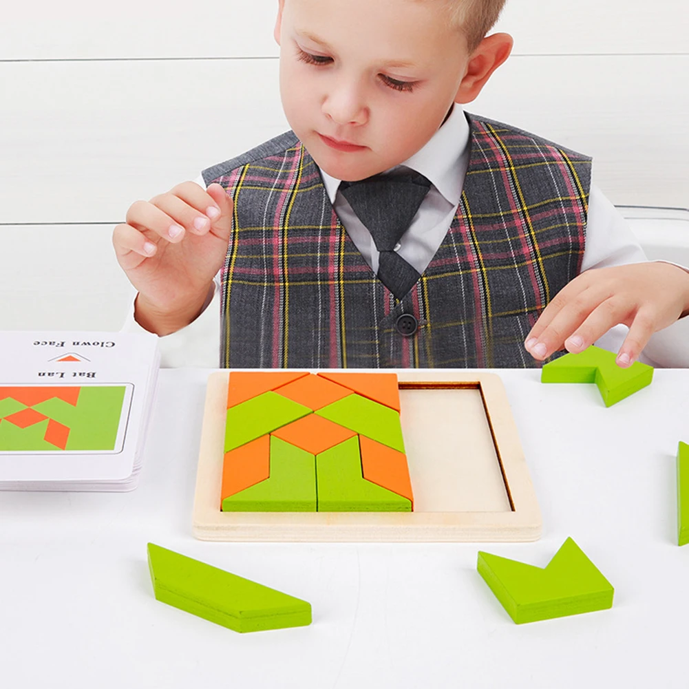 

Деревянная детская головоломка Tangram, креативная детская головоломка на два человека, Раннее Обучение, раннее обучение, для мальчиков и дево...
