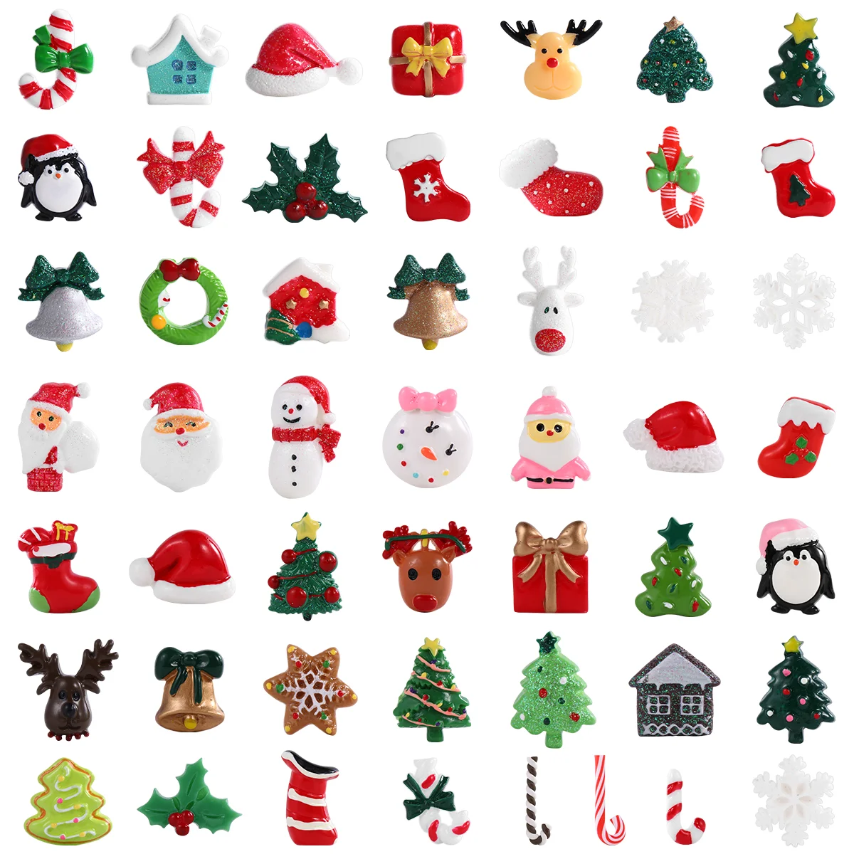 

SUPVOX 50PCS Mixed Resin Pendants Flatback Christmas Charms Ornaments Craft Embellishment (Assorted Pattern)
