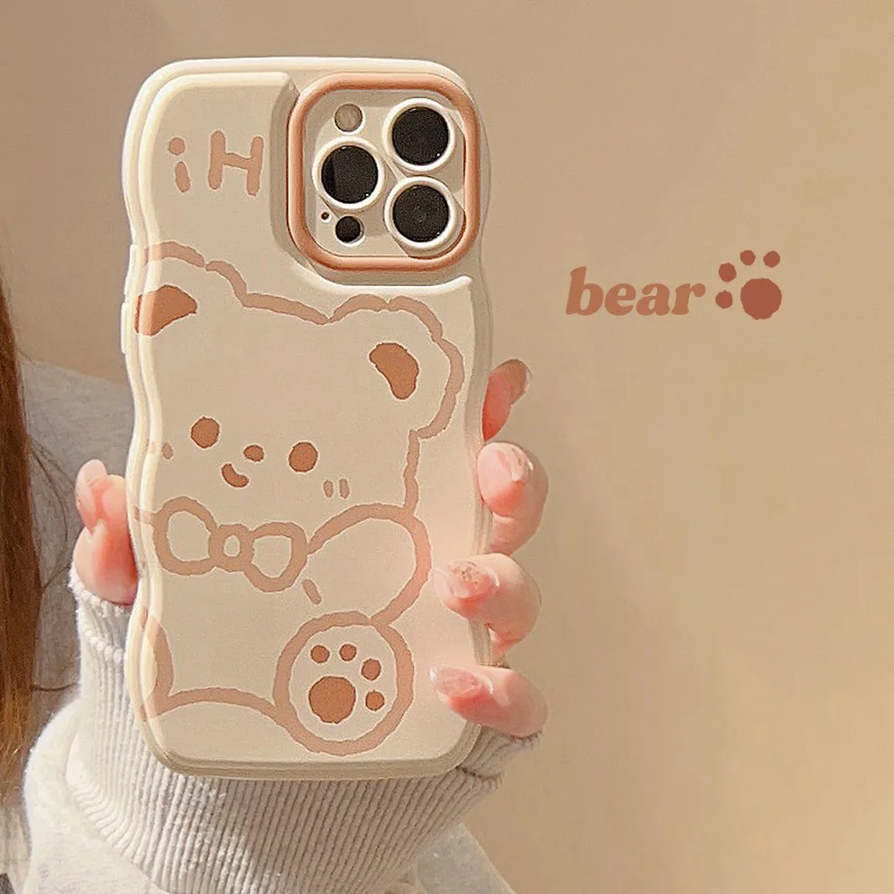 

Mi Bai Jian Pen Tie Bear Phone Case For iphone 14 13 12 11 Pro Max X XR XSMAX 7 8 Plus SE TPU Case Cover new products