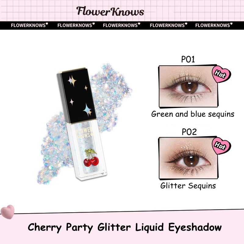 

Cherry Love Series Star Glitter Liader Liquid Eyeshadow Pigment Glow Eye Shadow Cream Smudge-proof Nude Makeup Brighten Cosmetic