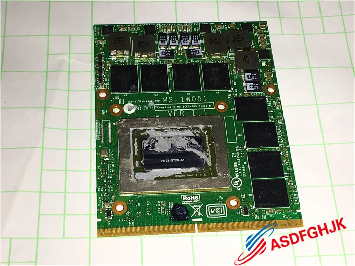 Оригинальная видеокарта для MSI GT680 GT780DX MS-1W051 GTX580M N12E-GTX2-A1 полностью протестирована
