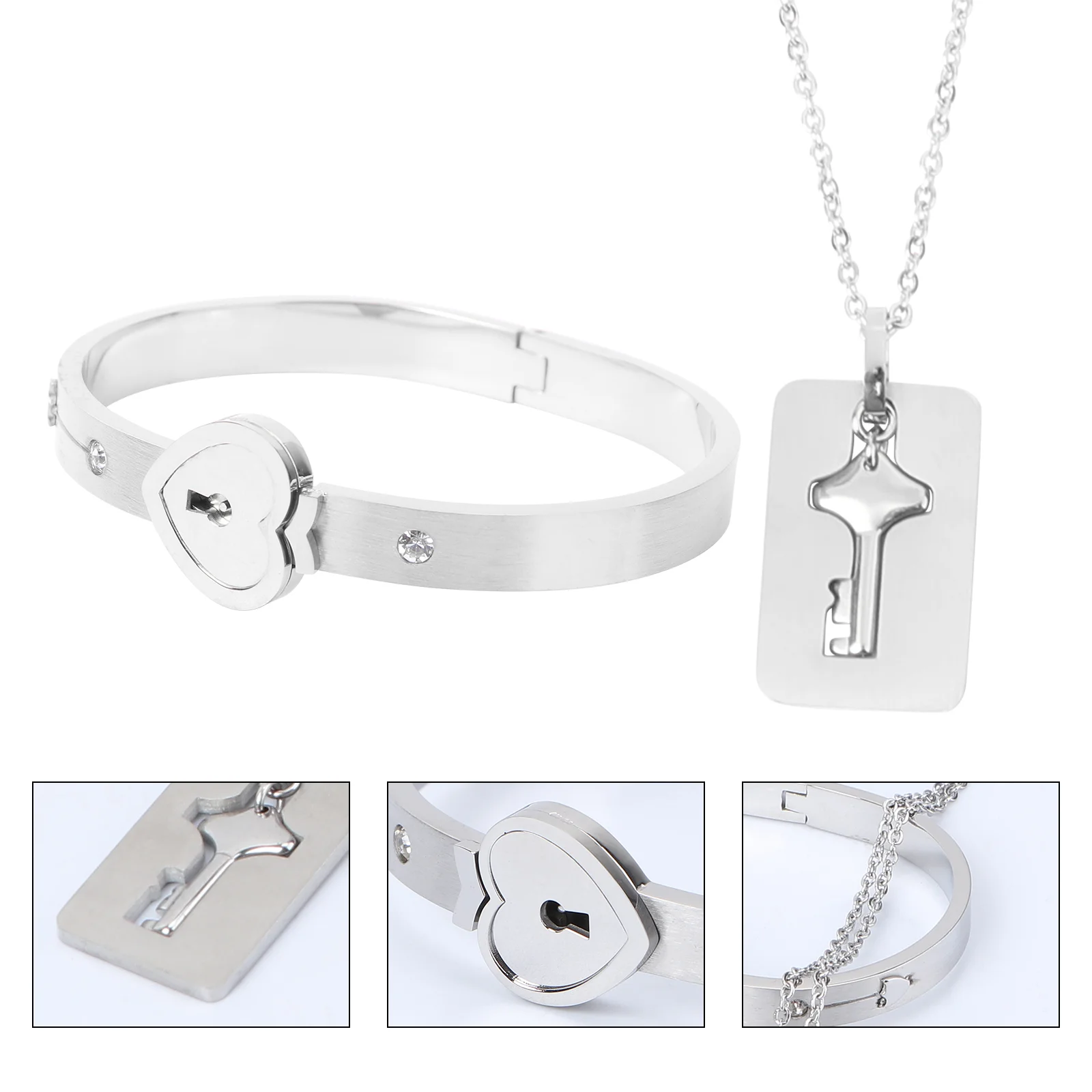 

Key Necklace Bracelet Heart Shape Lock Bracelet