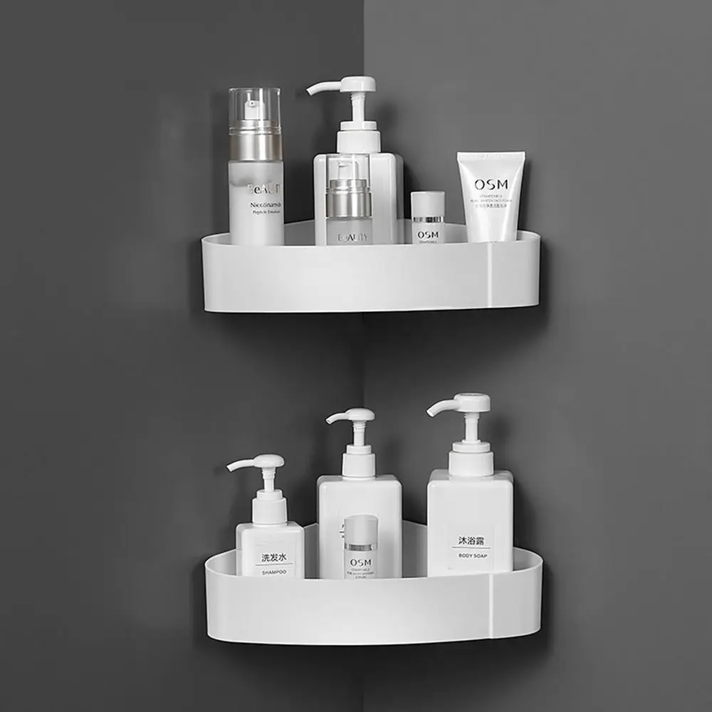 

Plastic Bathroom Shelf Triangular Shower Corner Shelf Space Saving Shampoo Organizer for Spices Shampoo Bathroom
