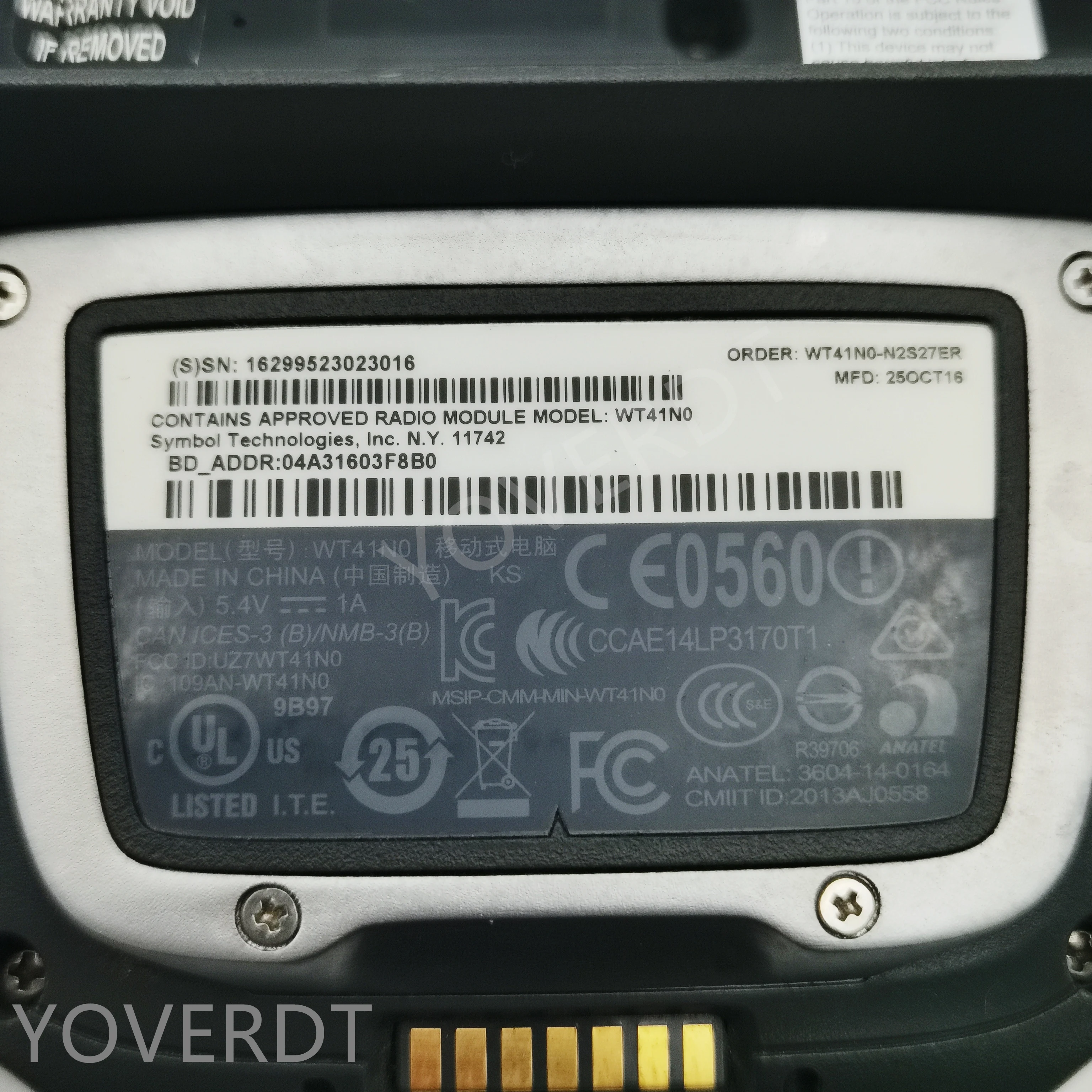 Носимый терминальный компьютер WT41N0 для Motorola Symbol WT41N0-N2S27ER (с аккумулятором) (art.: 3920dc60bafb2) - 3920dc60bafb2