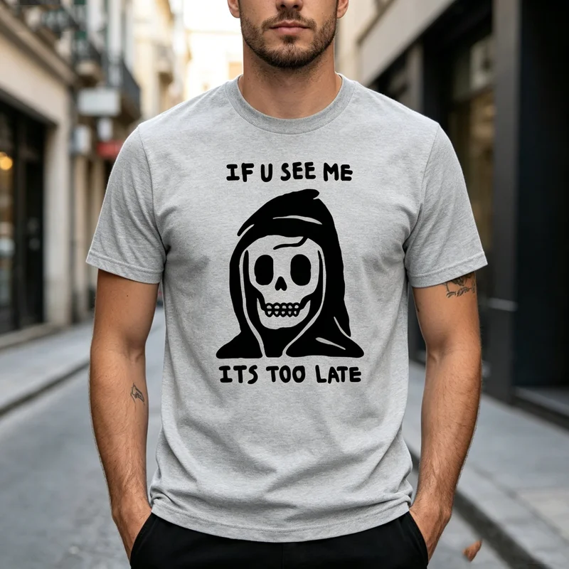 Фото Футболка Grim Reaper с нашивкой-косой, стикером, постером, капюшоном, маской смерти, робой, статуей №1