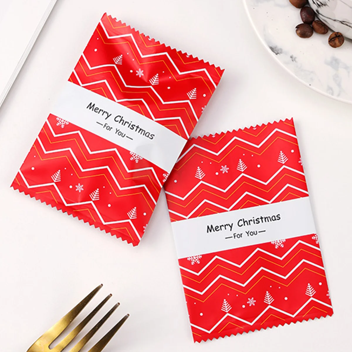 

Red Christmas Nougat Bags Xmas Candy Wrapping Bags Nougat Packaging DIY Cookie Wrapper Bags for Party Candy Gift Storage Set