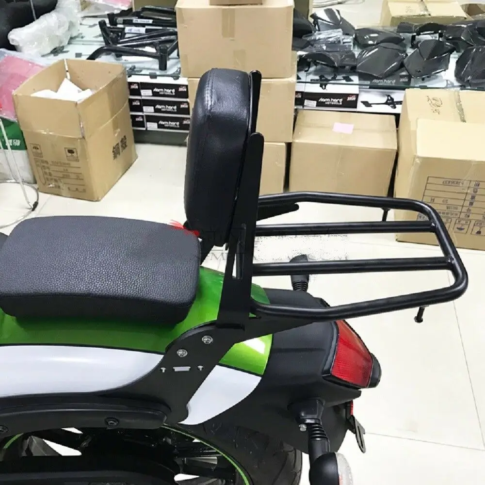 Сиденье с подлокотником и багажной полкой с подушкой для Kawasaki Vulcan S 650 EN650 2015-2020 Спортивный круизер Черный.