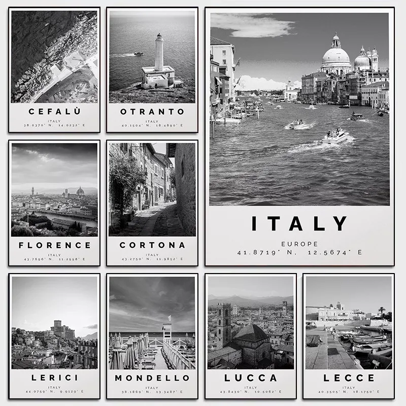 Винтажный итальянский городской пейзаж холст художественный принт вневременной