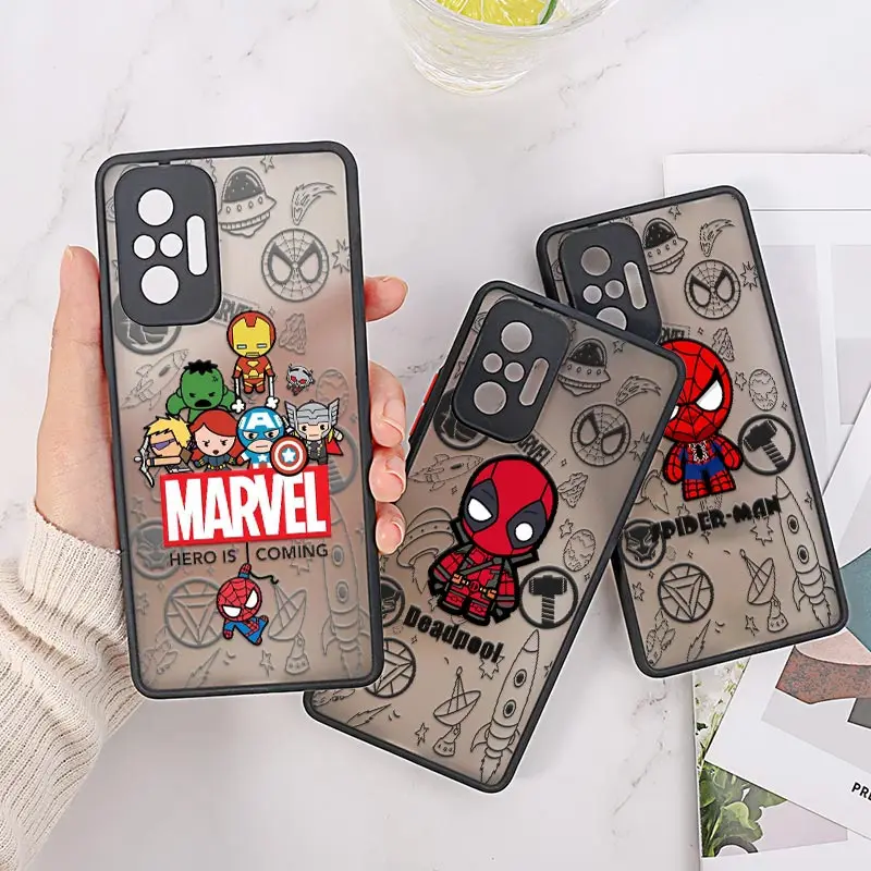 

Marvel Spiderman Avengers Deadpool Phone Case For Redmi Note 11 Pro 8 9 10 Pro Back Cover Redmi 10C 9 9A T 9C 8 7A 6A Matte Case