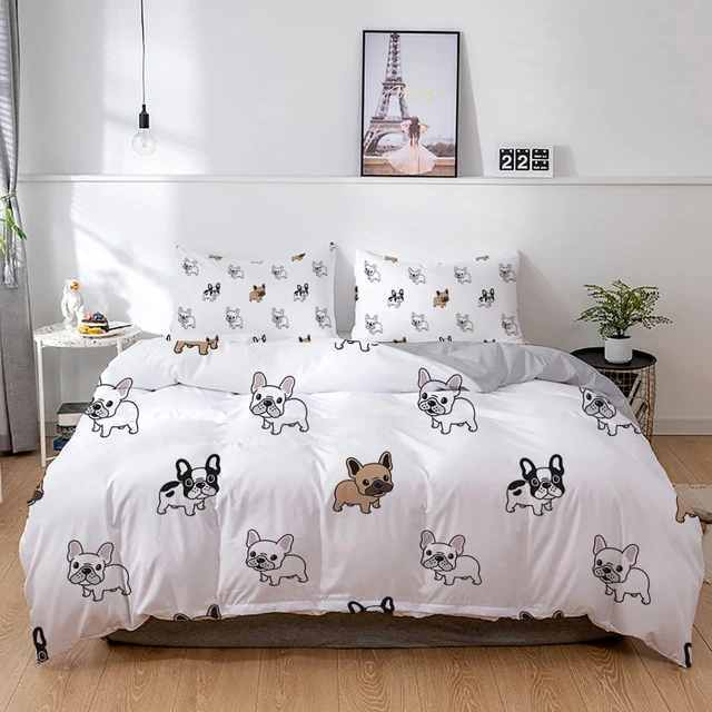 

French Bulldog Bedding Set Cartoons Puppy Children Bedclothes Cute Duvet/Quilt Cover and Pillowcase Kawaii Boys Girls