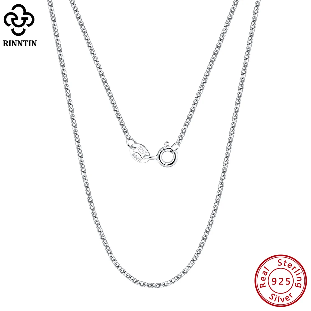 

Rinntin 925 Sterling Silver Italian 1.3mm Handmade Circle Rolo Link Chain Necklace for Women Fashion Silver Chain Jewelry SC61