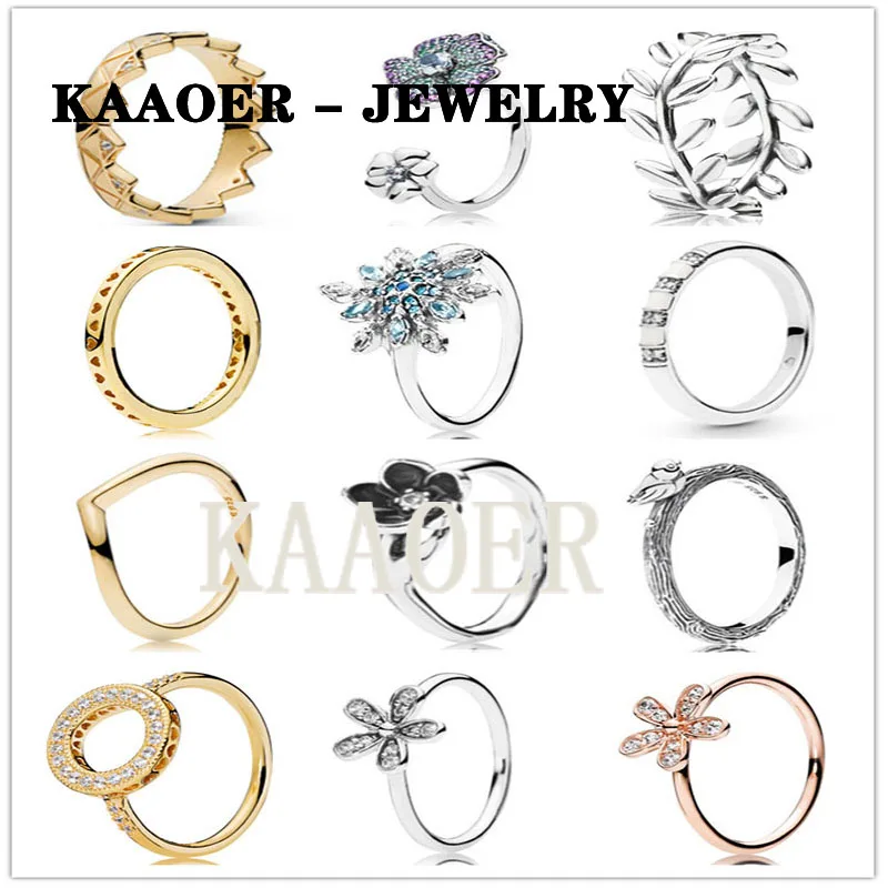 

KAAOER 2023 Silver new botanical ring Flower leaf ring Simple pack inlaid wedding ring suitable for women to wear