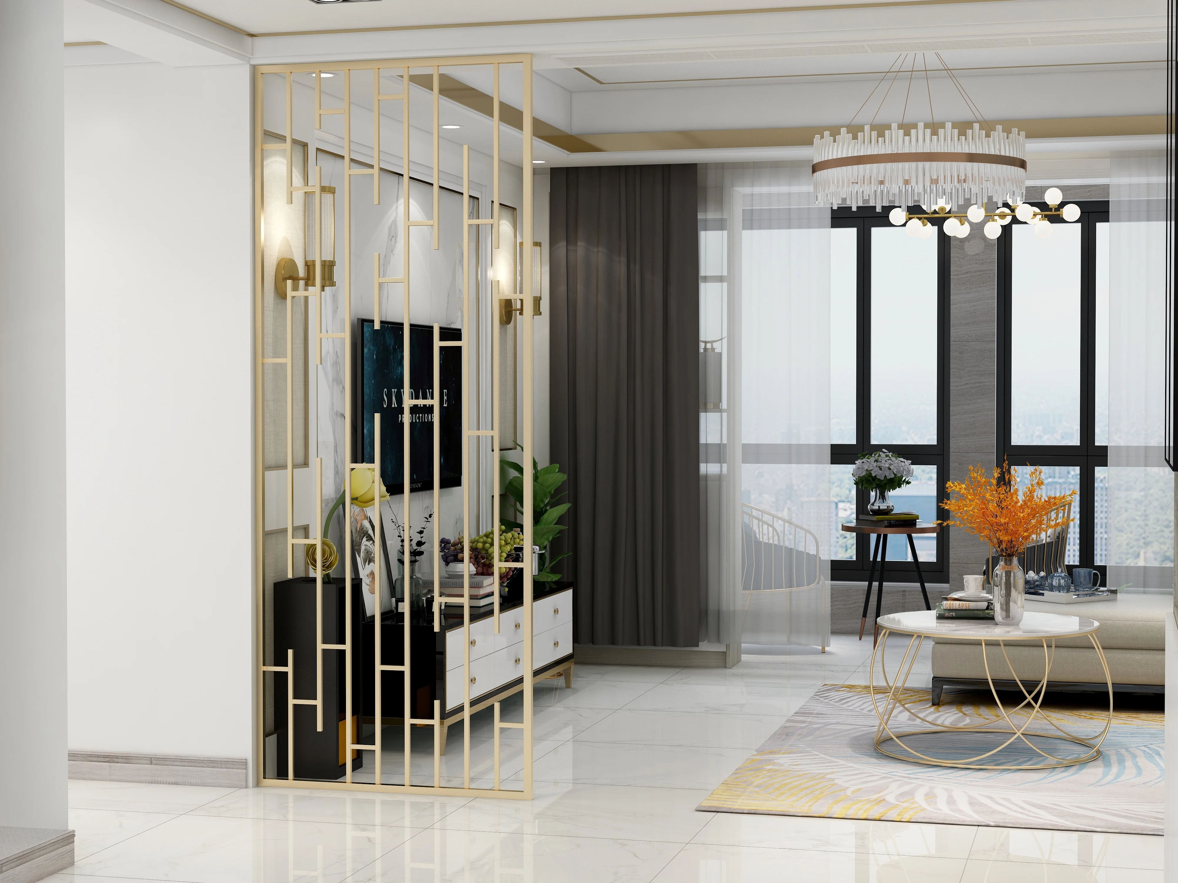 

Скандинавский экран из нержавеющей стали для прихожей, гостиной, спальни, перегородки, ресторана, бара, современное легкое роскошное украше...